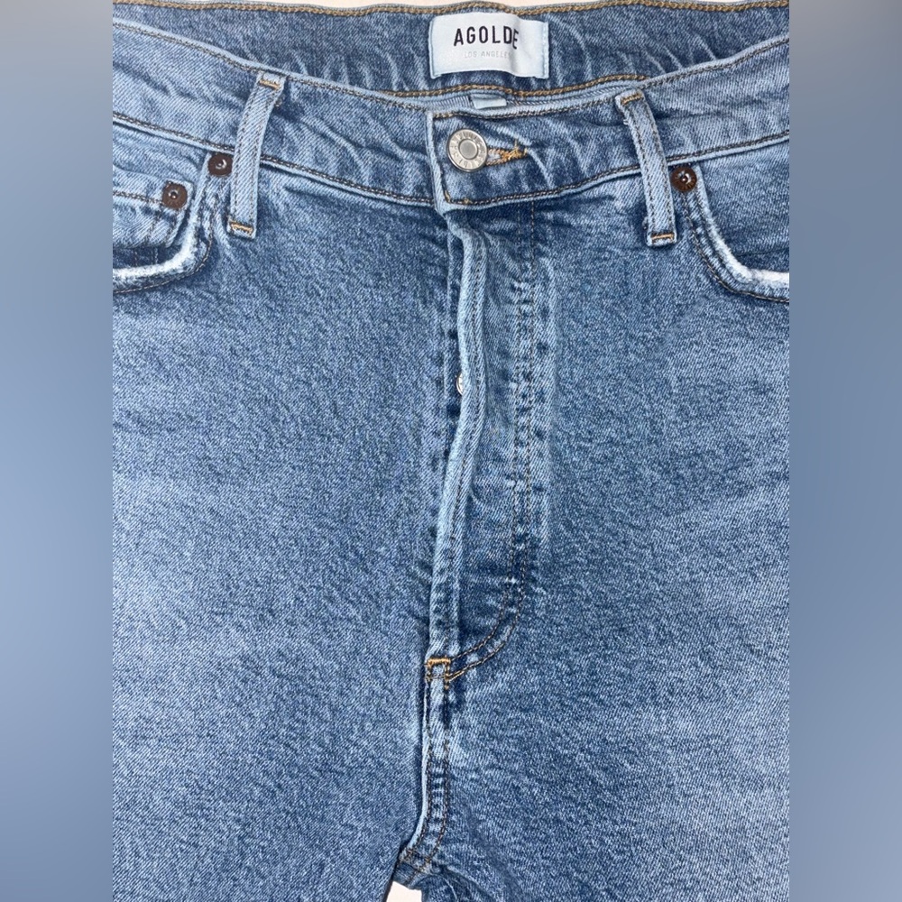 Agolde Nico High-Rise Slim Fit Jeans With Button Fly And Raw Hem Women’s Size 29 - Picture 3 of 13